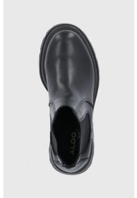 Aldo Sztyblety skórzane damskie kolor czarny na koturnie. Nosek buta: okrągły. Kolor: czarny. Materiał: skóra. Obcas: na koturnie #4