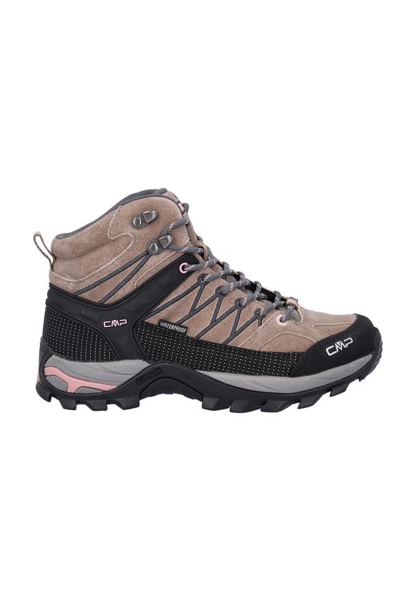Damskie buty trekkingowe CMP Rigel Waterproof. Kolor: czarny, wielokolorowy, brązowy. Materiał: materiał, syntetyk, zamsz. Szerokość cholewki: normalna