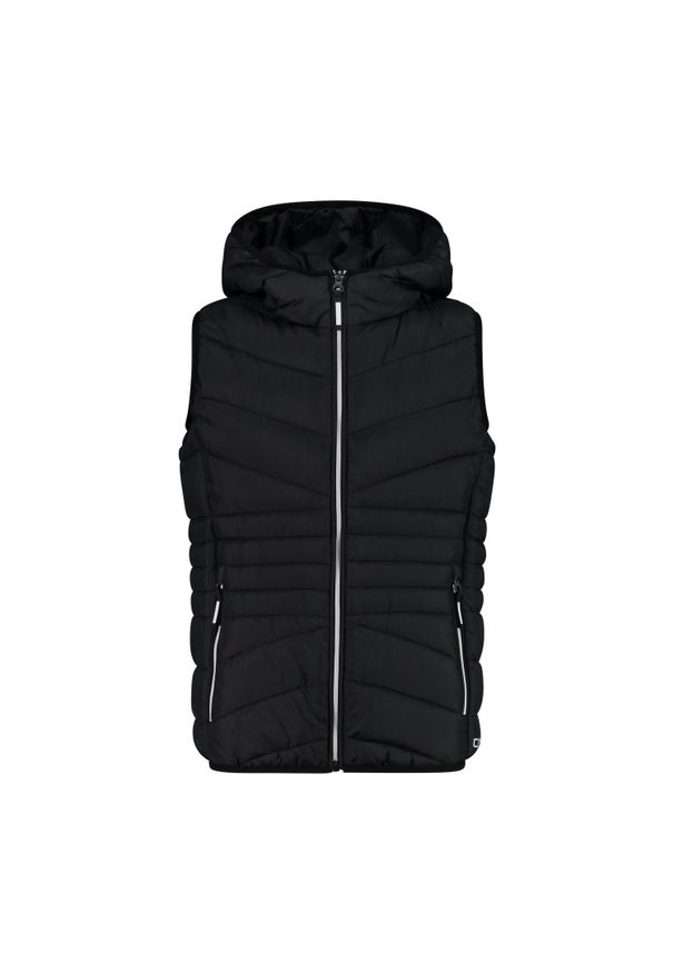 Kurtka bez rękawów z kapturem dla dziewczynki CMP. Typ kołnierza: kaptur. Kolor: czarny. Długość rękawa: bez rękawów. Sport: narciarstwo, turystyka piesza