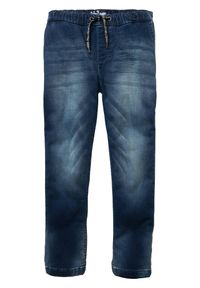 bonprix - Dżinsy dresowe z gumką w talii, o kroju regular fit, proste nogawki. Kolor: niebieski #1