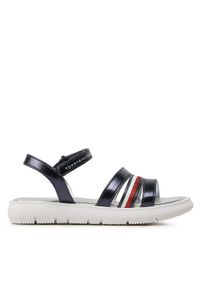 TOMMY HILFIGER - Tommy Hilfiger Sandały Stripes Velcro T4A2-32771-1372 M Granatowy. Kolor: niebieski. Materiał: skóra #1