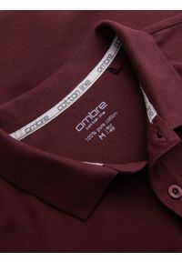 Ombre Clothing - Męska jednokolorowa koszulka polo BASIC z dzianiny pique - bordowa V10. Okazja: na co dzień. Typ kołnierza: polo. Kolor: czerwony. Materiał: dzianina. Wzór: haft, aplikacja, jednolity. Styl: sportowy, wizytowy, casual #7