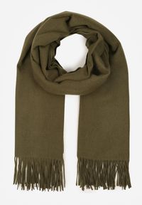 Born2be - Ciemnozielony Szalik z Bawełną i Wiskozą Ozdobiony Frędzlami Siadortia. Okazja: na co dzień, na spotkanie biznesowe. Kolor: zielony. Materiał: bawełna, wiskoza. Wzór: aplikacja. Styl: biznesowy, klasyczny, casual, elegancki #3