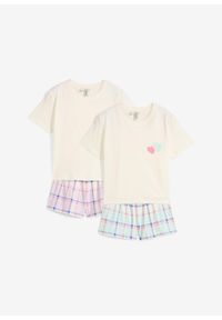 bonprix - Piżama z krótkimi spodniami z czystej bawełny organicznej (4 części). Kolor: fioletowy. Materiał: bawełna. Długość: krótkie #1