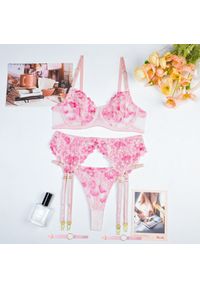 Intica - Komplet bielizny z haftem na co dzień i na specjalne okazje Chiyoe. Kolor: różowy. Materiał: materiał. Wzór: haft #1