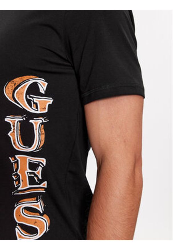 Guess T-Shirt M4RI30 J1314 Czarny Slim Fit. Kolor: czarny. Materiał: bawełna