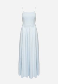 Born2be - Jasnoniebieska Sukienka Maxi na Ramiączkach z Rozcięciem na Dole i Kwadratowym Dekoltem Jacklyn. Typ kołnierza: dekolt kwadratowy. Kolor: niebieski. Długość rękawa: na ramiączkach. Sezon: wiosna, lato. Długość: maxi #4