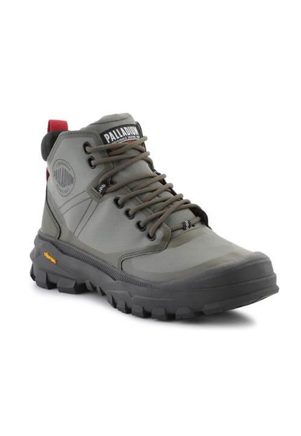 Buty do chodzenia męskie Palladium Pallarider Mid Wp+. Zapięcie: sznurówki. Kolor: szary. Materiał: tkanina, materiał, syntetyk. Szerokość cholewki: normalna. Sport: turystyka piesza