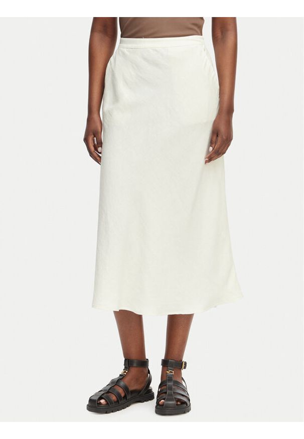 GANT - Gant Spódnica midi 4400231 Biały Regular Fit. Kolor: biały. Materiał: len