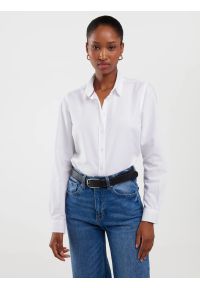 Big-Star - Koszula damska klasyczna biała Hansai 101. Okazja: do pracy, na spotkanie biznesowe. Typ kołnierza: kołnierzyk klasyczny. Kolor: biały. Materiał: bawełna. Długość rękawa: długi rękaw. Długość: długie. Sezon: lato. Styl: klasyczny #1