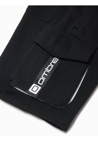 Ombre Clothing - Spodenki męskie z kieszeniami cargo - czarne V3 OM-SRSK-0106 - XXL. Kolor: czarny. Materiał: materiał, bawełna, dresówka, poliester. Długość: krótkie #3