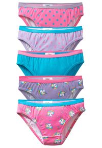 bonprix - Figi z miękkiej bawełny (5 par). Kolor: niebieski. Materiał: bawełna. Wzór: gładki, nadruk #1