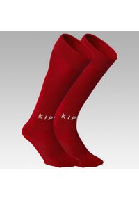 KIPSTA - Skarpety piłkarskie Kipsta Essential Club. Kolor: czerwony. Materiał: poliester, poliamid, elastan. Sport: piłka nożna