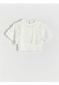 Reserved - Dwuwarstowa bluzka - złamana biel. Materiał: dzianina, bawełna