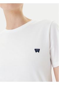 Wrangler T-Shirt Sign Off 112373024 Biały Slim Fit. Kolor: biały. Materiał: bawełna