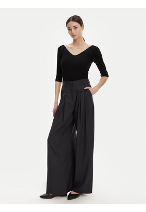 Marella Spodnie palazzo Ulzio 2523136095 Szary Wide Leg. Kolor: szary. Materiał: wełna