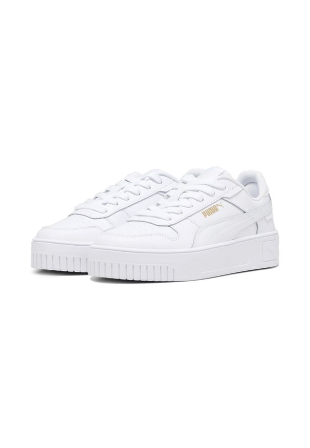 Puma - Młodzieżowe sneakersy Carina Street PUMA White Gold. Okazja: na co dzień. Kolor: wielokolorowy, biały, żółty. Materiał: skóra