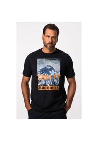 JAY-PI - Męski T-shirt outdoorowy rękaw 1/2 nadruk BLACK HILLS. Kolekcja: plus size. Kolor: niebieski. Materiał: materiał, poliester, bawełna. Wzór: nadruk