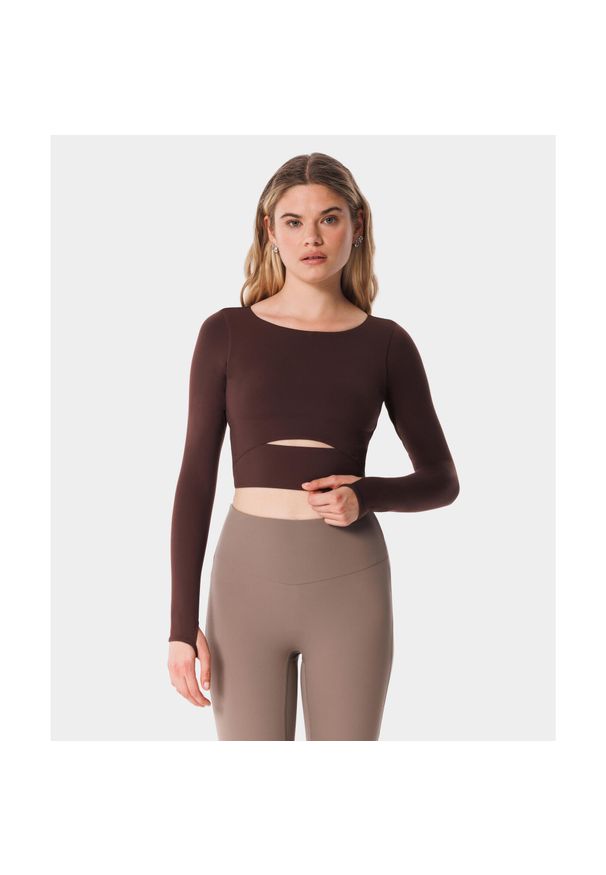 Longsleeve z wycięciem dla kobiet na fitness Carpatree Balletcore. Kolor: brązowy. Długość rękawa: długi rękaw. Sport: fitness