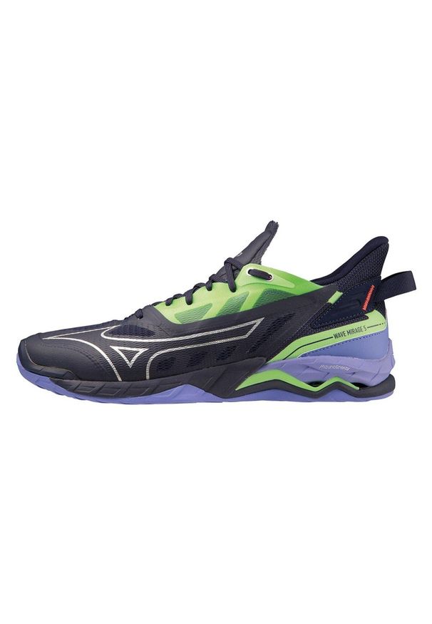 Buty halowe Mizuno Wave Mirage 5. Kolor: niebieski. Materiał: materiał, syntetyk. Model: Mizuno Wave. Sport: piłka ręczna