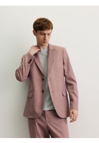 Reserved - Marynarka slim fit z domieszką wiskozy - jasnofioletowy. Kolor: fioletowy. Materiał: wiskoza #1