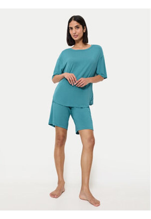 Triumph Piżama Timeless Sensuality 10222627 Turkusowy Relaxed Fit. Kolor: turkusowy. Materiał: lyocell