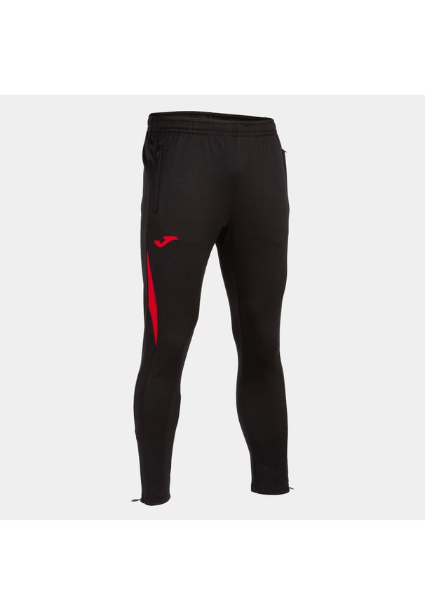 Spodnie sportowe dresowe męskie Joma Championship VII z kieszeniami. Kolor: czarny, czerwony, wielokolorowy. Materiał: dresówka. Długość: długie. Sezon: zima. Sport: piłka nożna, fitness, bieganie