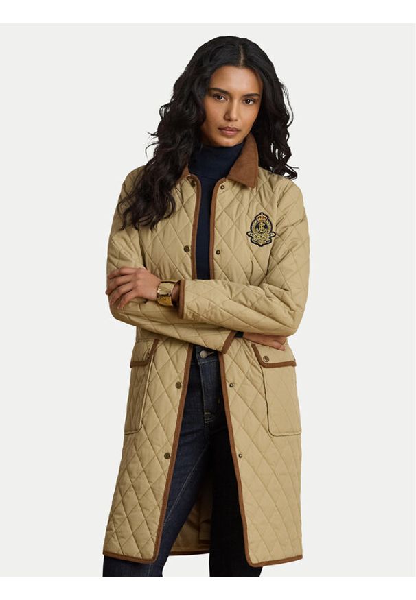 Lauren Ralph Lauren - LAUREN RALPH LAUREN Kurtka przejściowa Crested 3/4 Quilt 297P18059002 Beżowy Regular Fit. Kolor: beżowy. Materiał: syntetyk