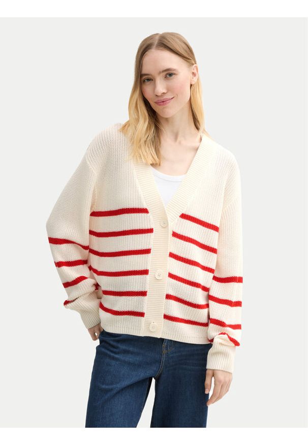 Tom Tailor Denim Kardigan 1043311 Beżowy Regular Fit. Kolor: beżowy. Materiał: bawełna, syntetyk