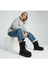 Big-Star - Czarne Śniegowce Big Star Ocieplane Obuwie Damskie. Okazja: na co dzień, na spacer. Kolor: czarny. Materiał: materiał, puch. Szerokość cholewki: normalna. Sezon: zima. Styl: klasyczny, casual #6