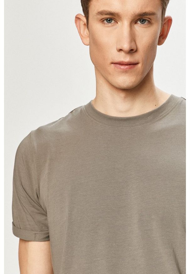 Jack & Jones - T-shirt. Okazja: na co dzień. Kolor: szary. Materiał: dzianina. Wzór: gładki. Styl: casual