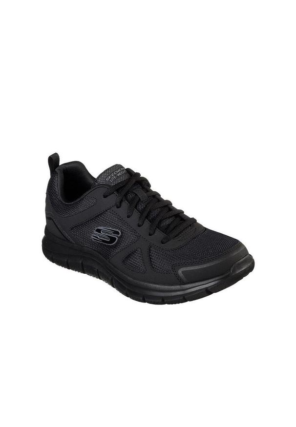skechers - Buty na co dzień na trening męskie SKECHERS TRACK skóra siateczka. Okazja: na co dzień. Kolor: czarny. Materiał: skóra. Sport: fitness