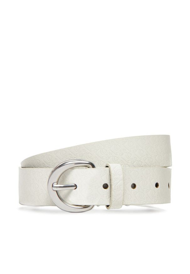 Calvin Klein Pasek Damski Classic Buckle Aop 30Mm LV04K7019G Biały. Kolor: biały. Materiał: skóra