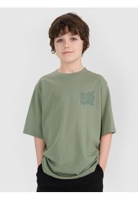 4f - 4F T-shirt oversize z nadrukiem chłopięcy - turkusowy 164 (13-14 lat). Okazja: na co dzień. Kolor: turkusowy. Materiał: dzianina, bawełna, jersey. Długość rękawa: krótki rękaw. Długość: krótkie. Wzór: nadruk. Sezon: lato. Styl: klasyczny, sportowy, casual