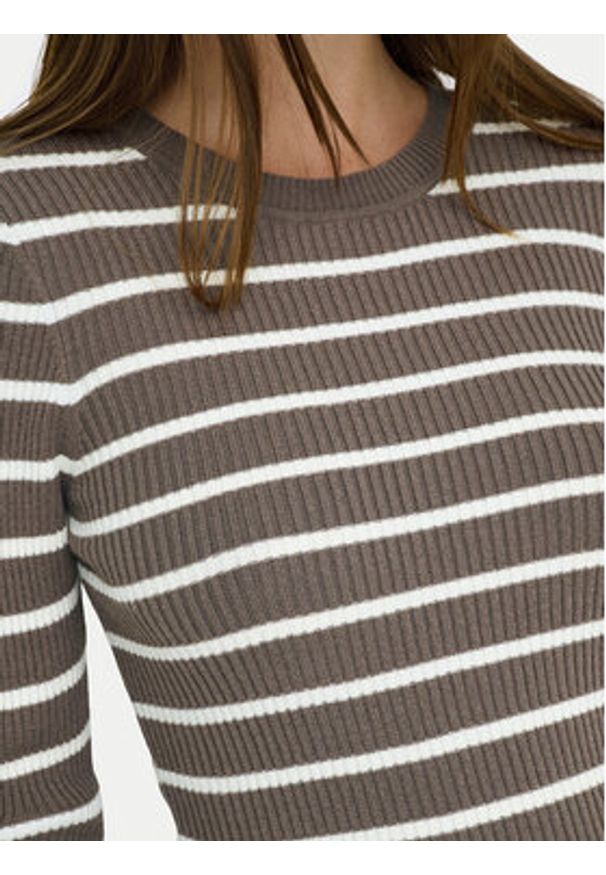 only - ONLY Sweter Louisa 15344579 Brązowy Slim Fit. Kolor: brązowy. Materiał: syntetyk