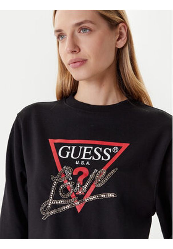 Guess Bluza W5YQ06 KB681 Czarny Regular Fit. Kolor: czarny. Materiał: syntetyk