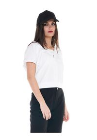 LEONE 1947 APPAREL - Damski T-shirt Cristal Shine o niskim kroju. Kolor: biały. Materiał: tkanina. Sport: fitness