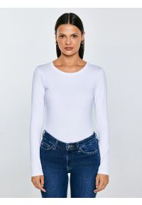 Big-Star - Bluzka damska z długim rękawem biała Classicala 101. Kolor: biały. Długość rękawa: długi rękaw. Długość: długie. Wzór: gładki