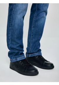 Big-Star - Sneakersy męskie ze skóry ekologicznej czarne NN174281 906. Okazja: na co dzień. Nosek buta: okrągły. Zapięcie: sznurówki. Kolor: czarny. Materiał: skóra ekologiczna. Sport: turystyka piesza #4