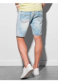 Ombre Clothing - Krótkie spodenki męskie jeansowe - jasnoniebieskie W304 - XXL. Kolor: niebieski. Materiał: jeans. Długość: krótkie. Wzór: aplikacja #3
