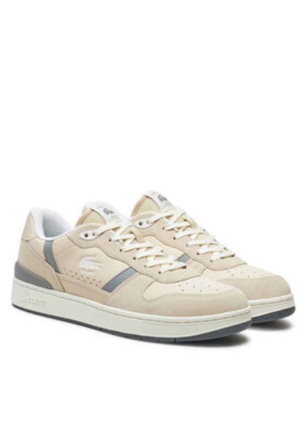 Lacoste Sneakersy T-Clip 7-48SMA0032 Beżowy. Kolor: beżowy. Materiał: skóra