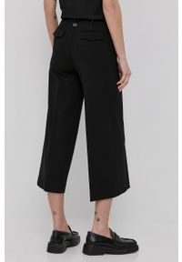 TwinSet - Twinset spodnie damskie kolor czarny proste high waist. Okazja: na co dzień. Stan: podwyższony. Kolor: czarny. Materiał: dzianina. Styl: casual #2