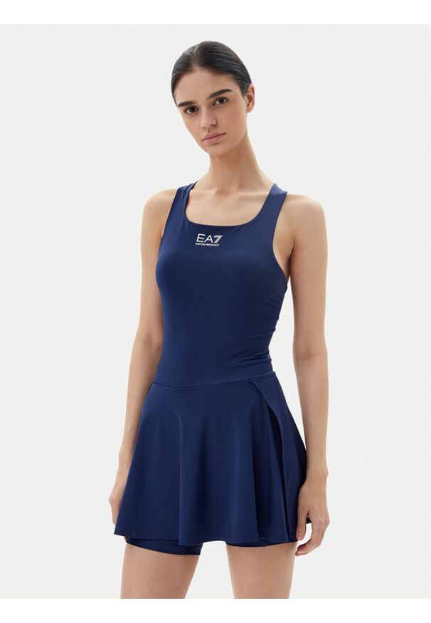 EA7 Emporio Armani Sukienka tenisowa 7W000202 AF13282 UB107 Granatowy Slim Fit. Kolor: niebieski. Materiał: syntetyk. Sport: tenis