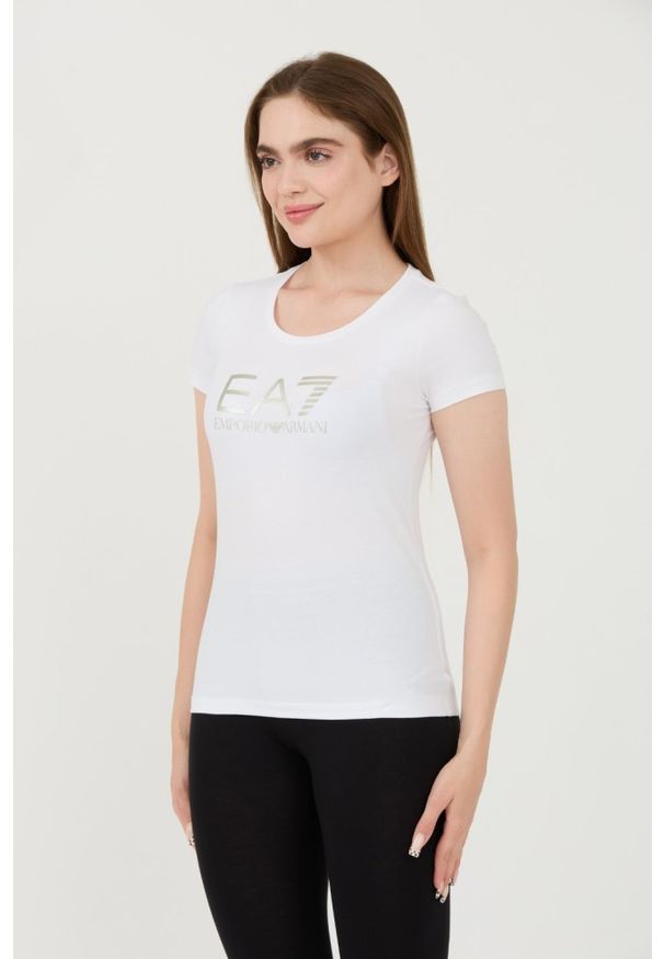 EA7 Emporio Armani - EA7 Biały damski t-shirt, Rozmiar M. Kolor: biały