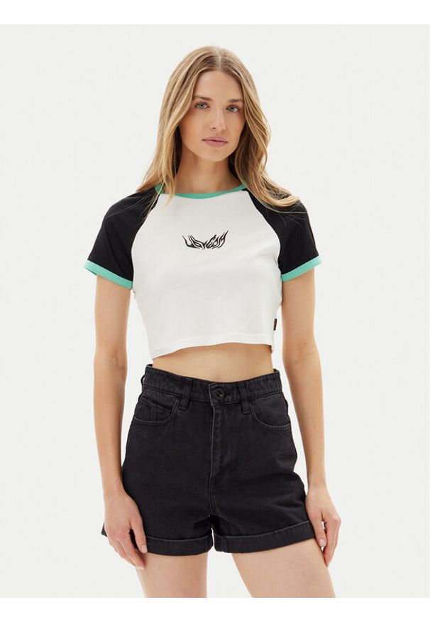 Volcom T-Shirt Alix 2 B3512506 Biały Slim Fit. Kolor: biały. Materiał: bawełna