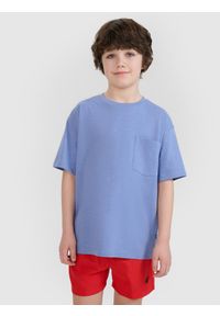 4f - 4F T-shirt oversize gładki chłopięcy - granatowy 158 (12-13 lat). Okazja: na co dzień. Kolor: niebieski. Materiał: bawełna, tkanina, jersey. Długość rękawa: krótki rękaw. Długość: krótkie. Wzór: gładki. Sezon: lato. Styl: klasyczny, elegancki, sportowy, casual
