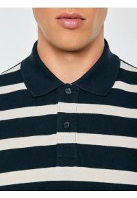 Big-Star - koszulka męska polo w białe paski granatowa talus 403. Okazja: na co dzień. Typ kołnierza: polo. Kolor: niebieski. Materiał: bawełna, dzianina. Wzór: paski. Styl: casual, klasyczny #3