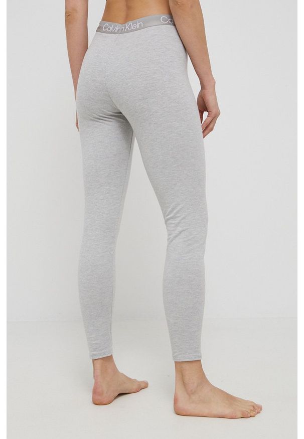 Calvin Klein Underwear Legginsy piżamowe damskie kolor szary z nadrukiem. Kolor: szary. Materiał: dzianina. Wzór: nadruk