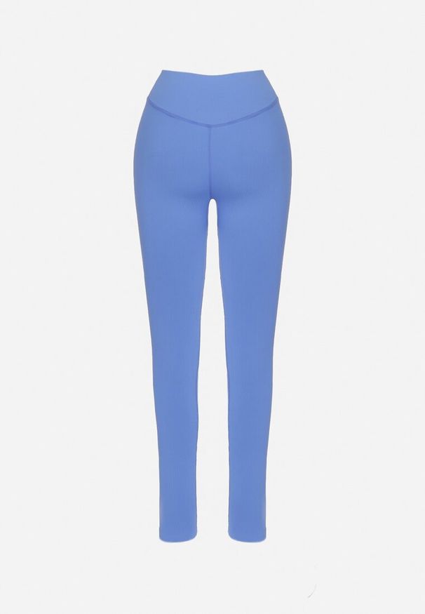 Born2be - Niebieskie Legginsy z Elastycznej Prążkowanej Dzianiny Ichorsa. Kolor: niebieski. Materiał: dzianina, prążkowany
