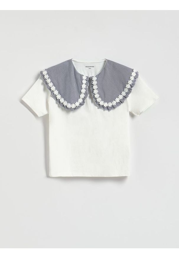 Reserved - Bluzka z szerokim kołnierzem - wielobarwny. Materiał: bawełna